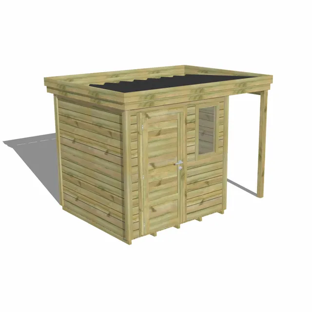 Abri Français Origine poolhouse toit plat porte pleine plancher