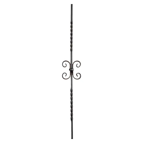 CQFT Barreau carré 12mm avec volutes et double torsades 950x140 fer