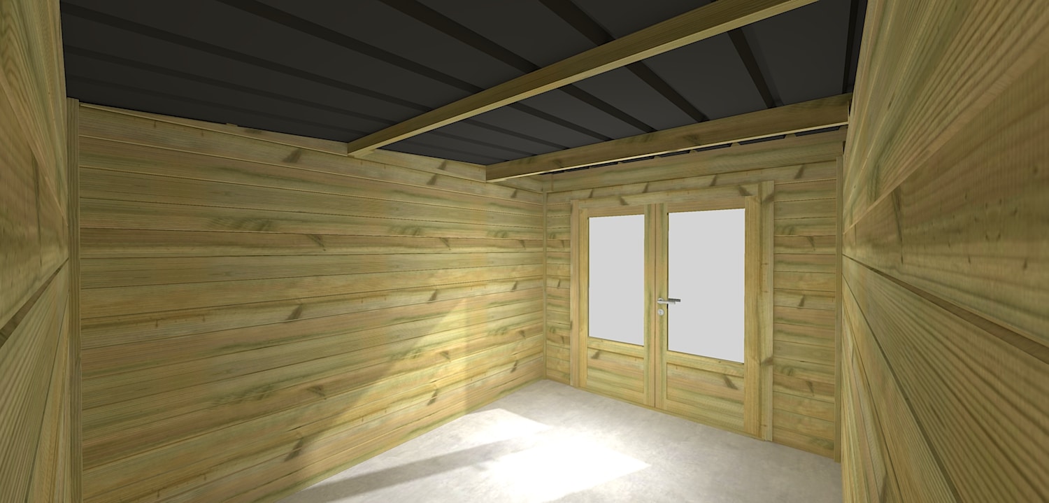 Abri Français Origine 6,26x3,71m abri 23,2m2 porte double auvent