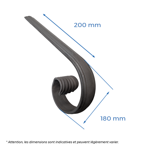 Fin de Main Courante Acier 50x14mm H180 Volute