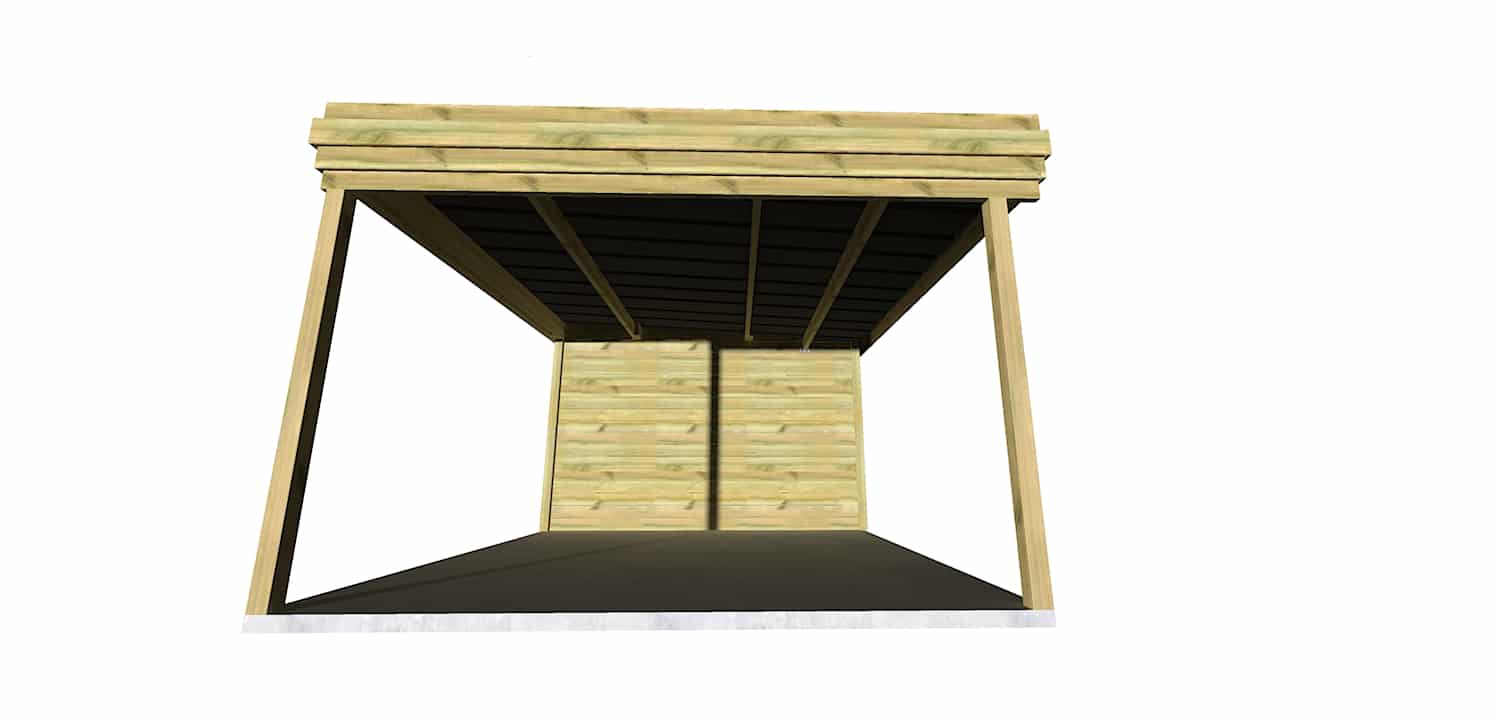 Abri Français Origine 6,26x3,71m abri 23,2m2 porte double auvent