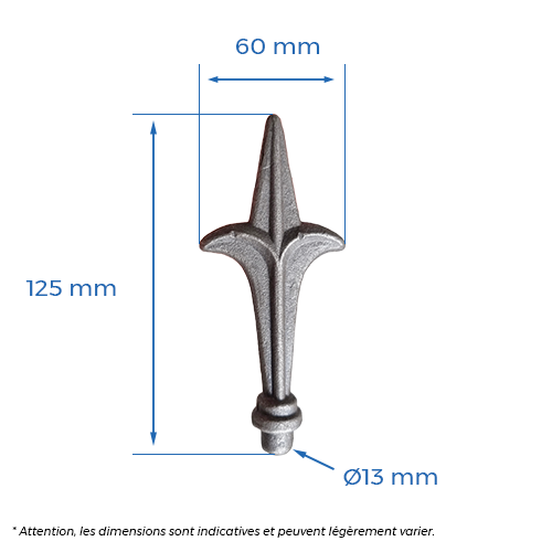 CQFT Fers forgés pointe Ø13mm fer de lance 125x60 acier