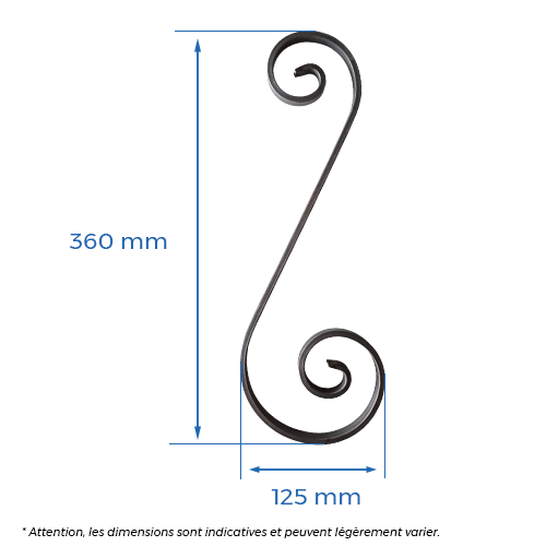 CQFT Volute 360x125mm plat 12x6mm acier brut
