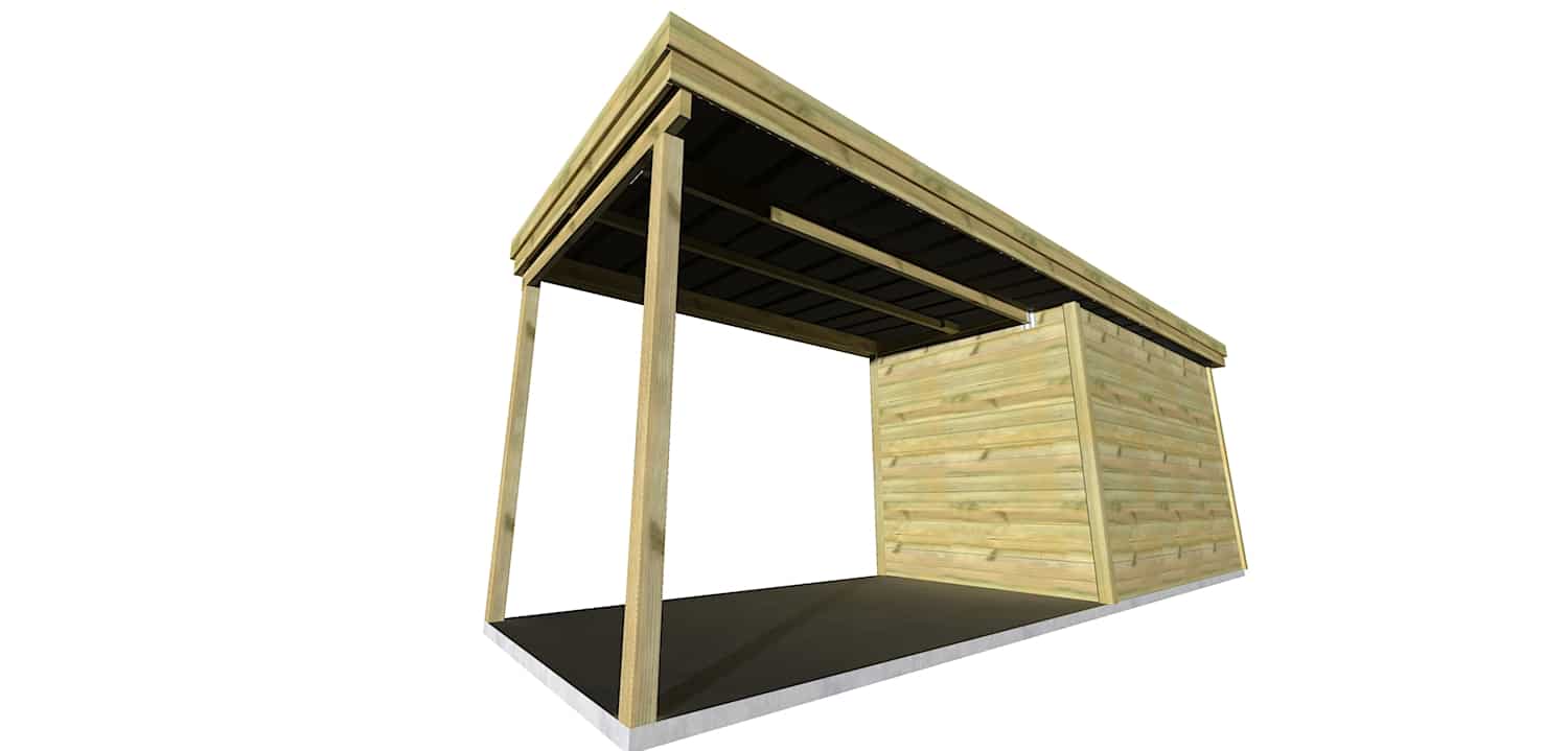 Abri Français Origine pool house 7,06x2,41m 17m² + toit 3,5m