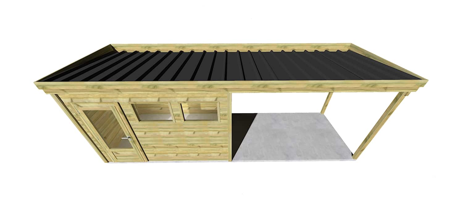 Abri Français Origine pool house 7,06x2,41m 17m² + toit 3,5m