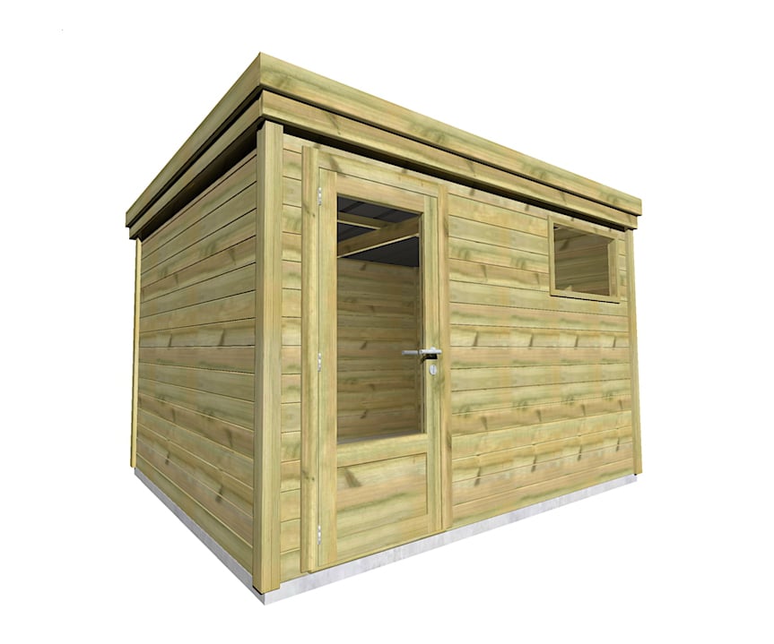 Abri Français Gamme Origine abri de jardin 3,56x2,91m porte fenêtre 27mm