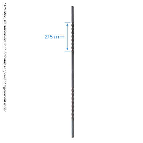 CQFT Barreau carré 12 mm double torsades H950 mm