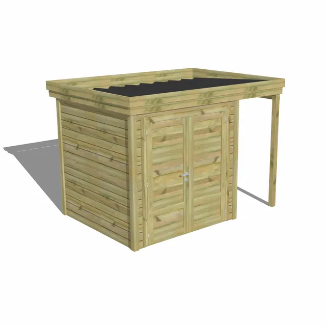 Abri Français Origine cabane bois porte double pleine auvent 4,1 m²