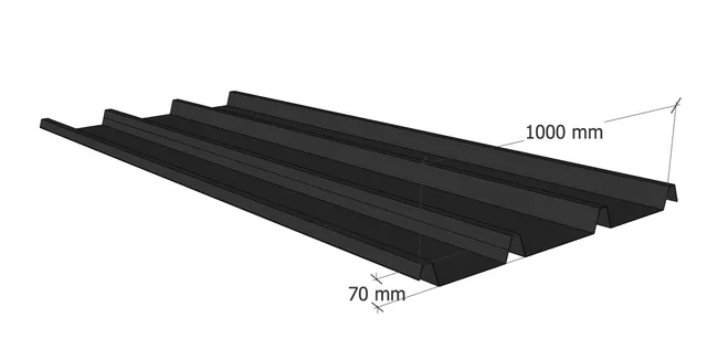 Abri Français Couverture bac acier 65/100 RAL 7016 tôle
