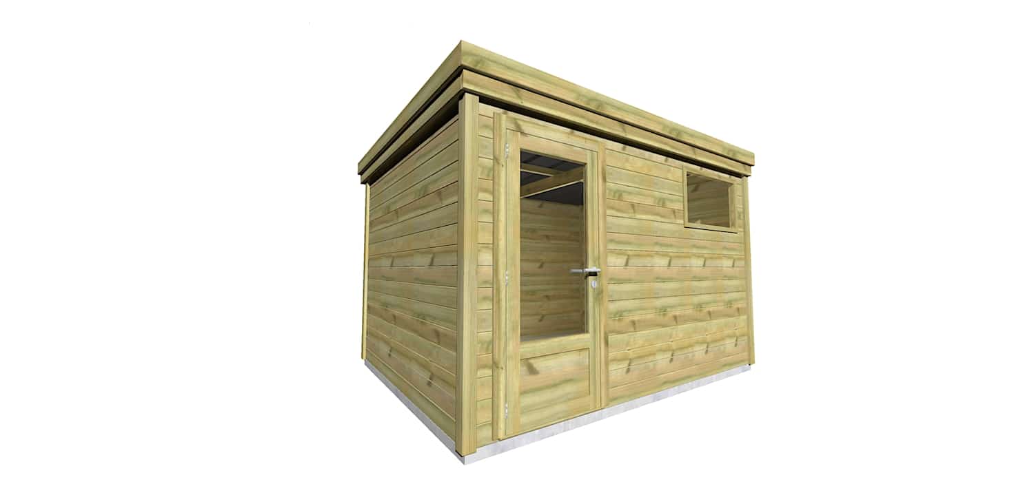 Abri Français Gamme Origine abri de jardin 3,56x2,91m porte fenêtre 27mm