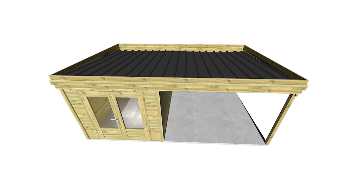 Abri Français Origine 6,26x3,71m abri 23,2m2 porte double auvent