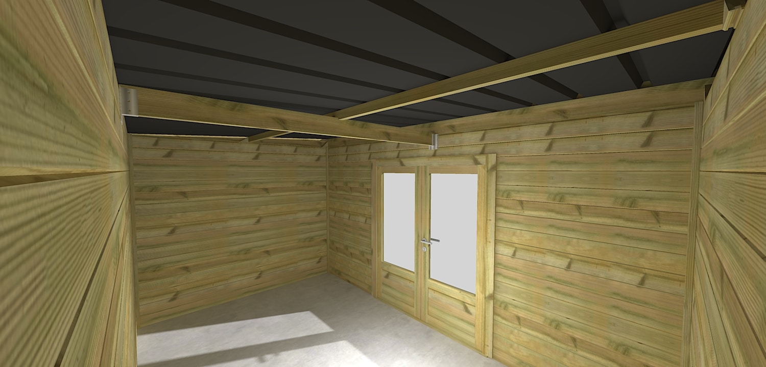 Abri Français Gamme Origine 4,46x2,91m abri jardin porte double 13m2
