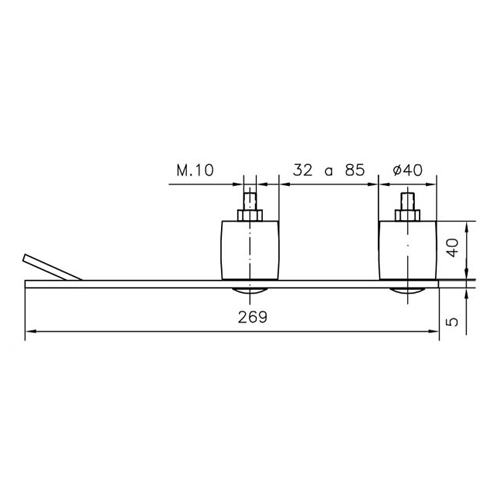 CQFT Guide double à sceller portail coulissant 2 olives 40 mm