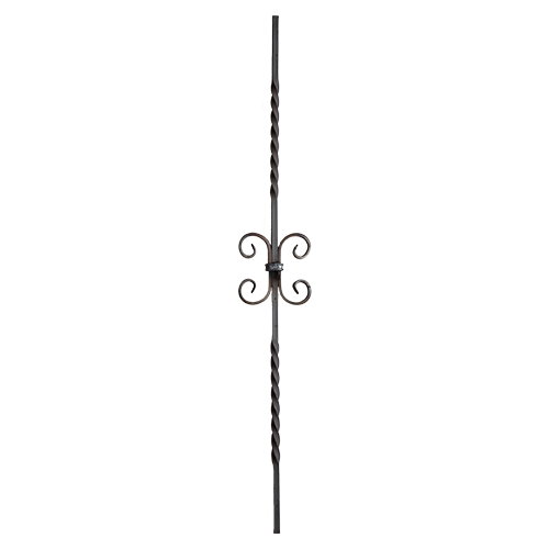 CQFT Barreau carré 12mm avec volutes et double torsades 950x140 fer