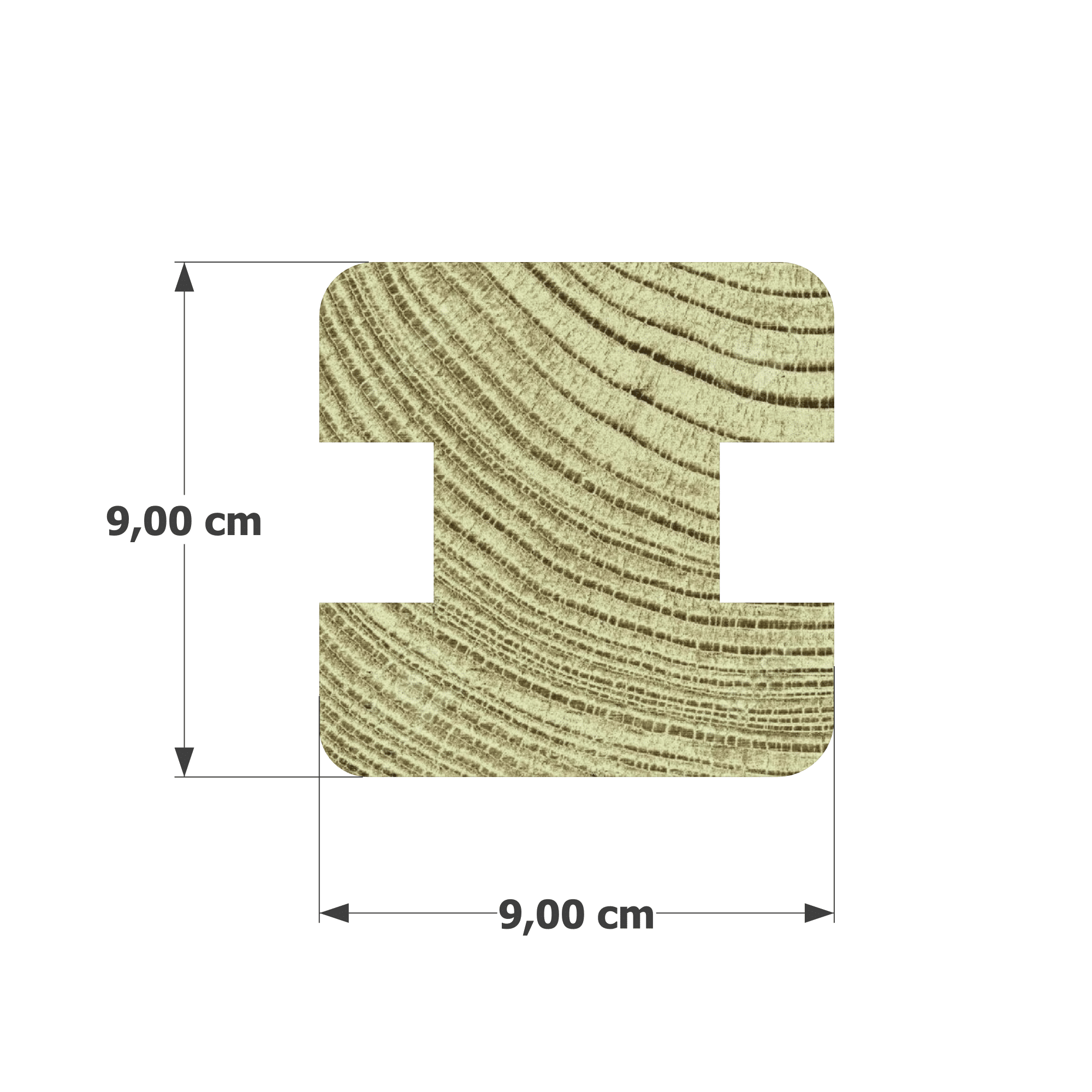 Abri Français Bois poteau pin profil H 90x90 mm classe 4