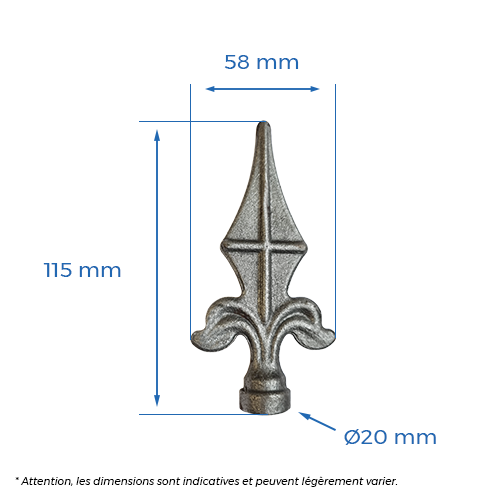 CQFT Pointe Ø20mm H115 pointe de lance acier