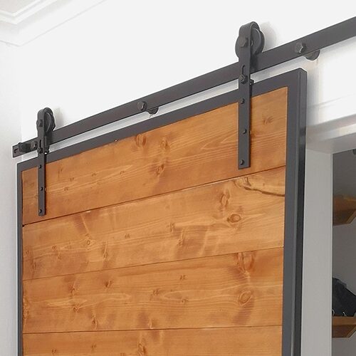 CQFT Kit porte rustique noir 2m coulissante complet