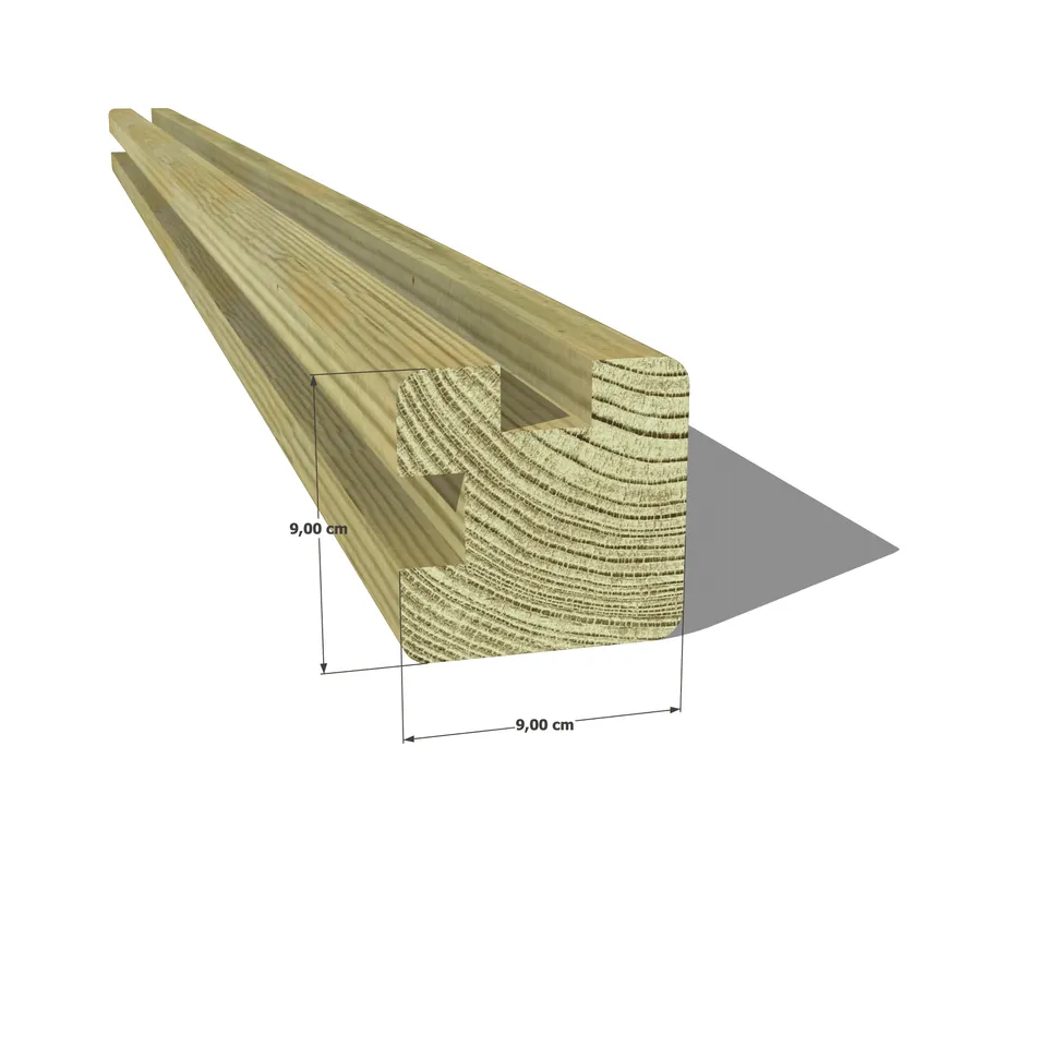 Abri Français Bois au détail poteau pin profil L 90x90 classe 4