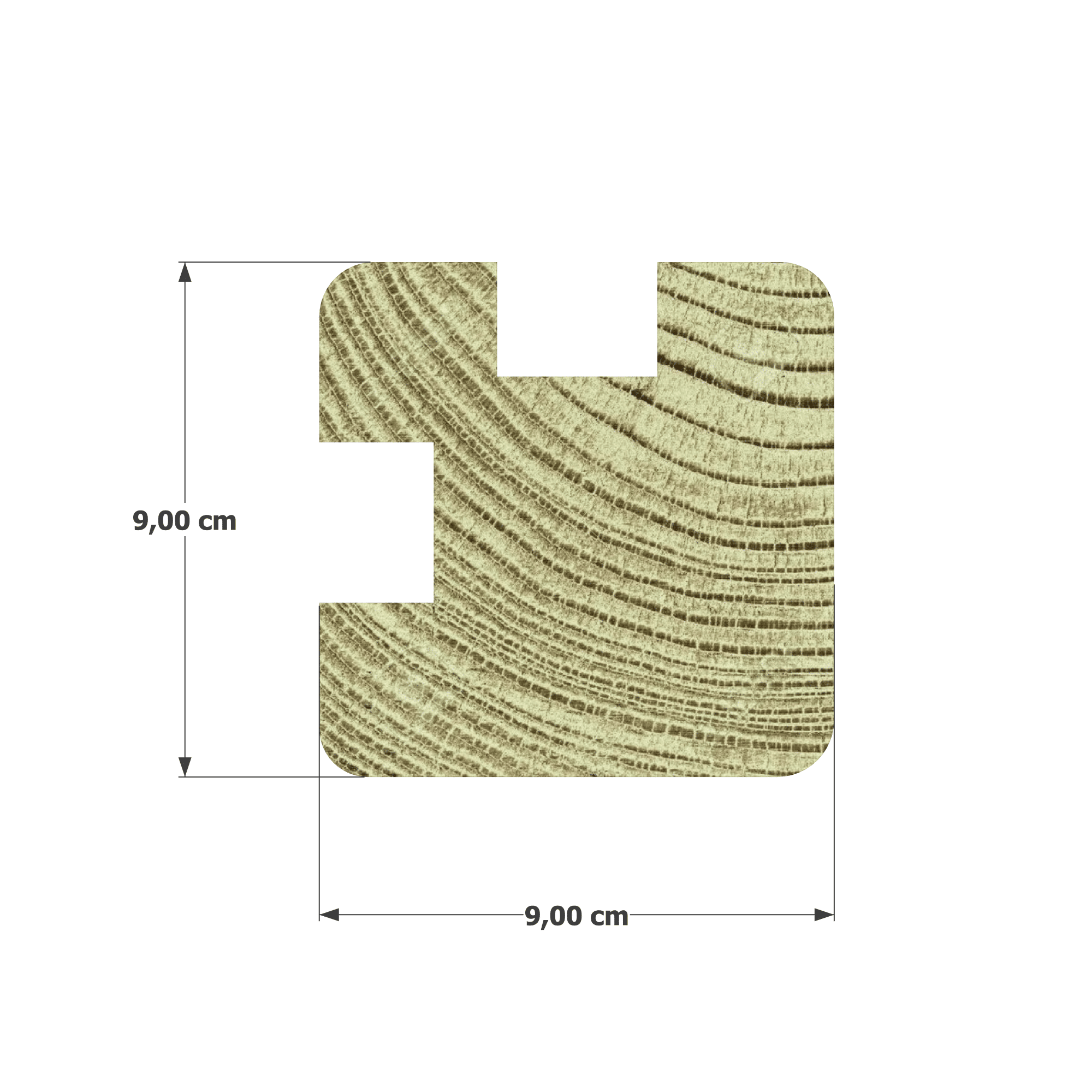 Abri Français Bois au détail poteau pin profil L 90x90 classe 4