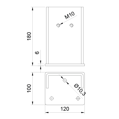 CQFT Support de butée H 180mm acier électrozingué