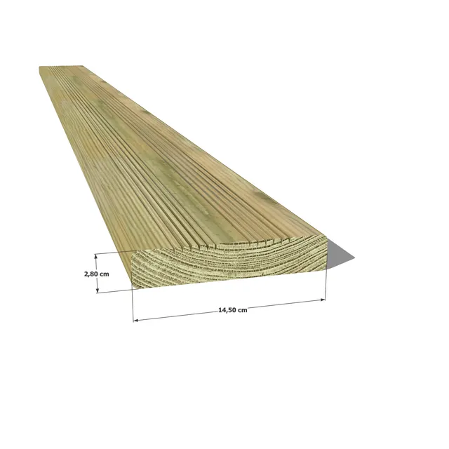 Abri Français lame terrasse pin 27x145 classe 4