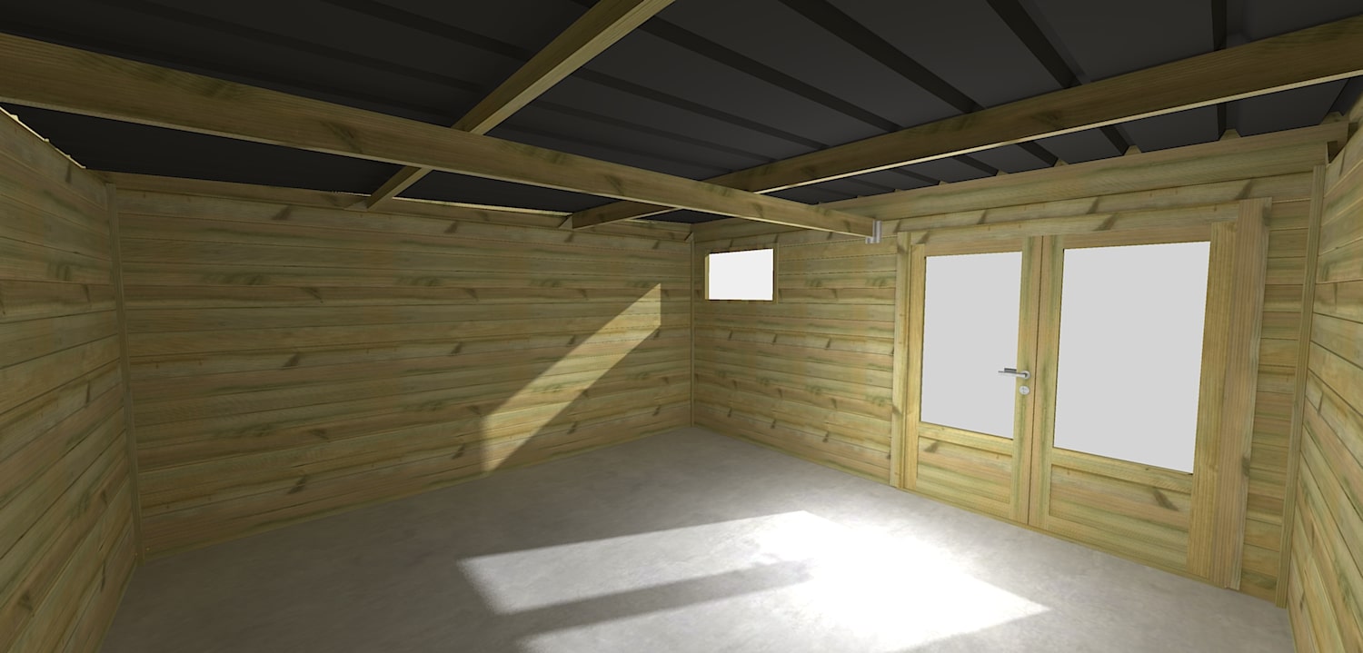 Abri Français Origine 4,46x4,61m abri jardin 20m2 porte double