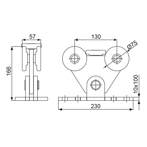 CQFT Portail Monture Autoportante 8570 Rail 85x70 500 kg
