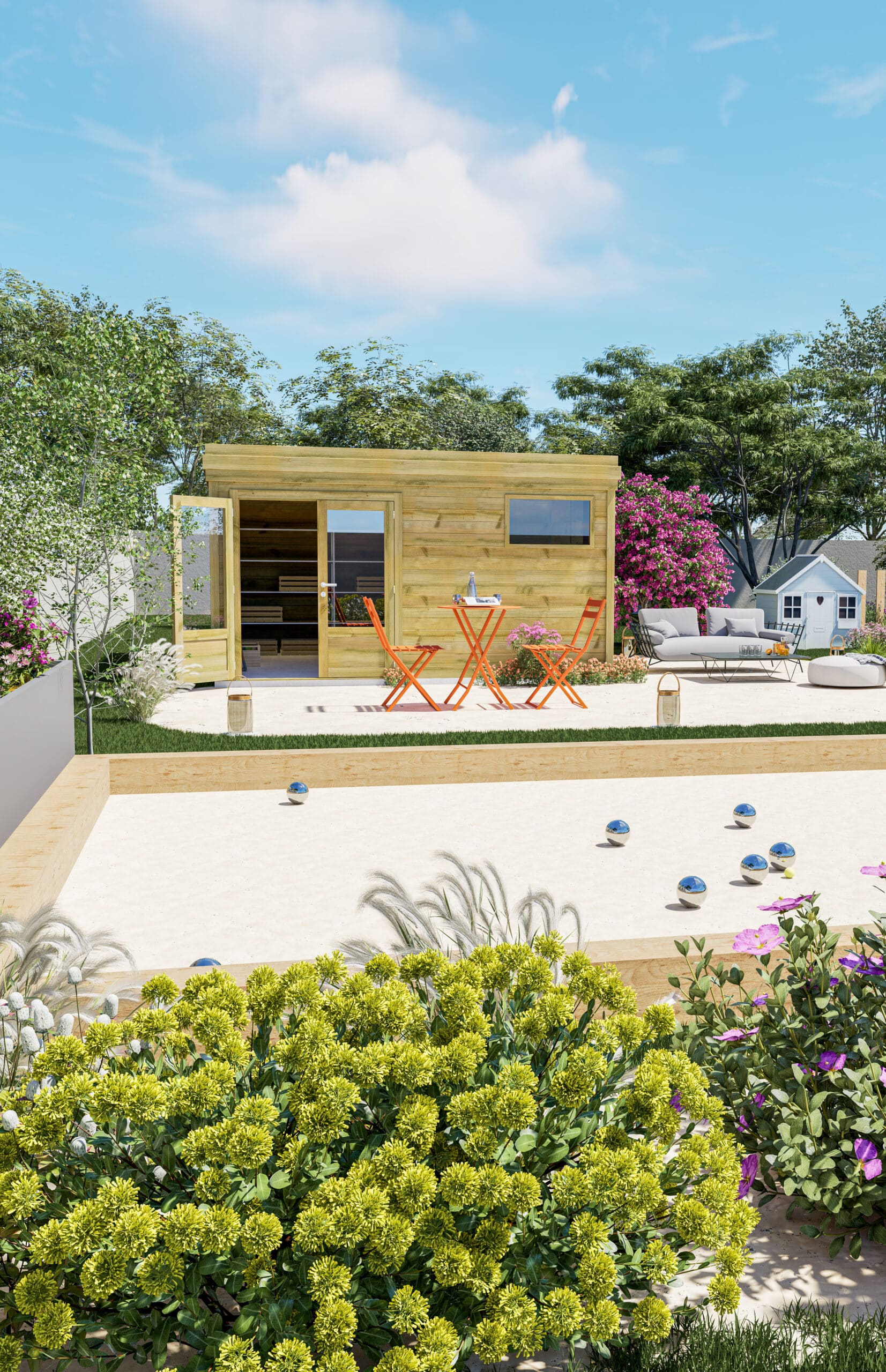 Abri Français Origine 4,46x4,61m abri jardin 20m2 porte double