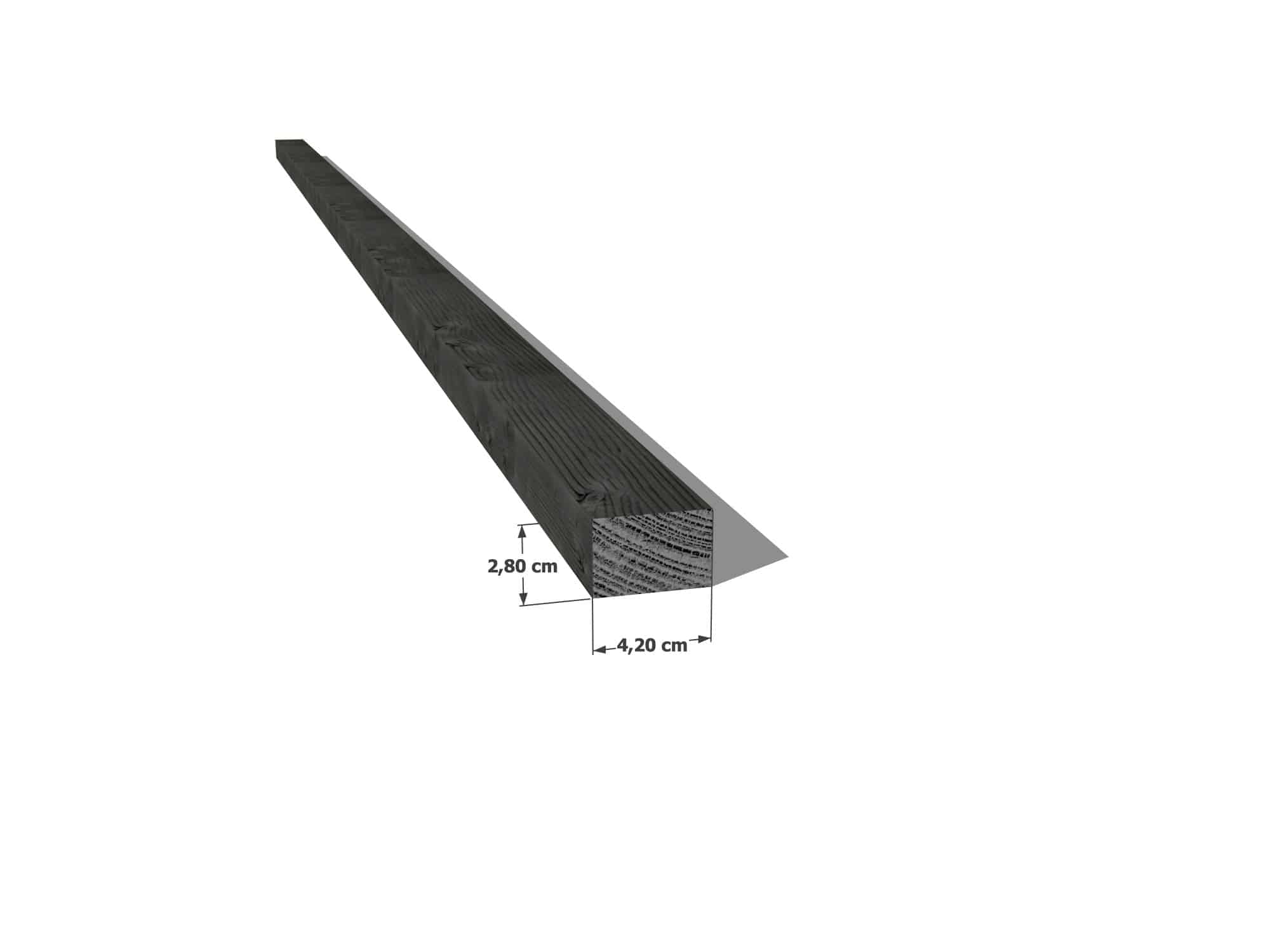 Abri Français Bois au détail tasseau pin autoclave noir 28x42mm