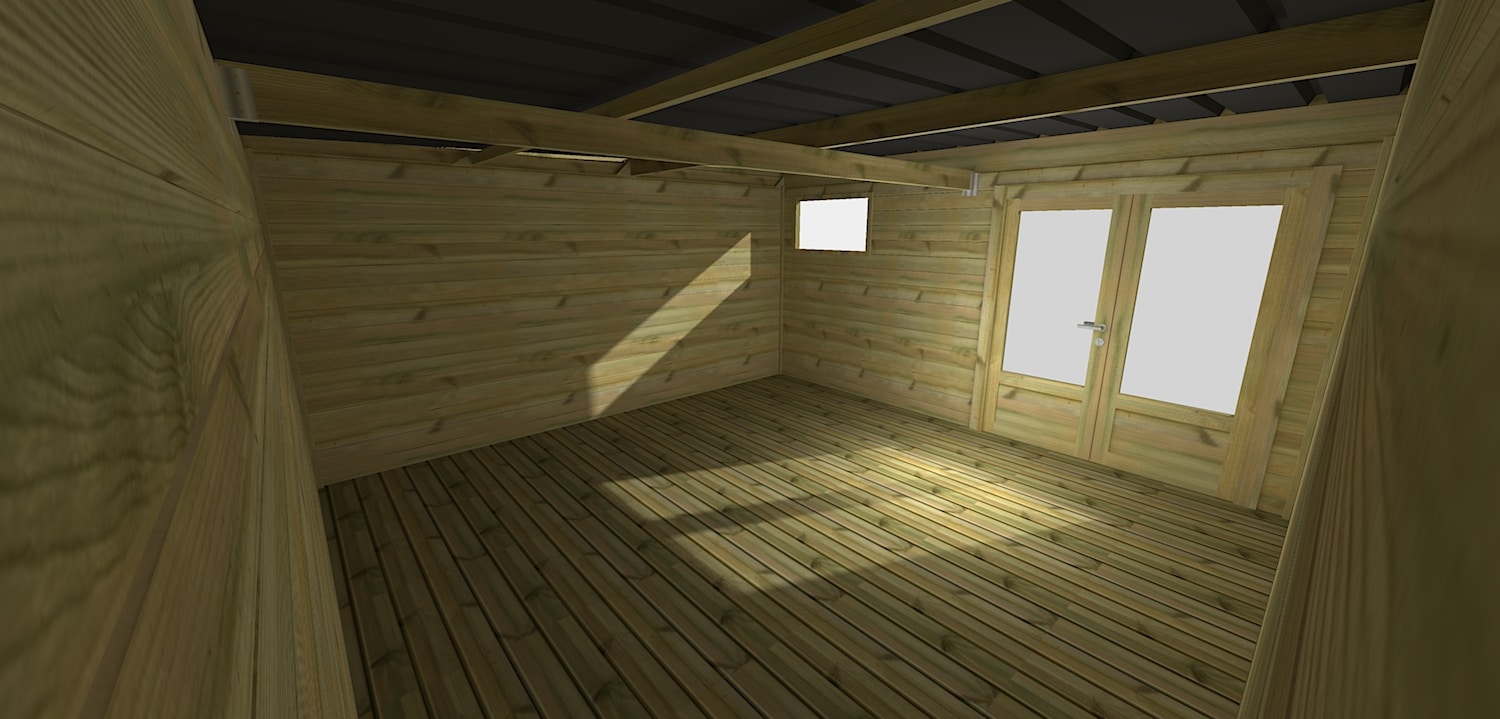 Abri Français Origine 4,46x4,61 m abri de jardin 20,6 m² avec plancher