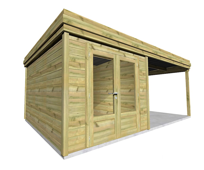 Abri Français Origine 6,26x3,71m abri 23,2m2 porte double auvent