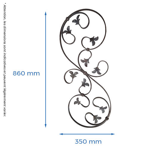 CQFT Les barreaux barreau fantaisie fleurs H.860xL.350mm volutes