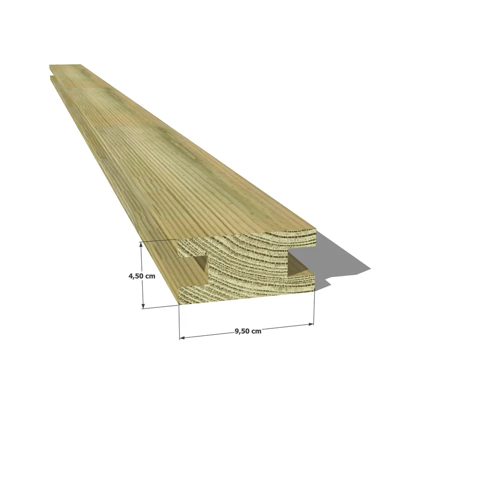 Abri Français Bois au détail chevron pin 45x95 mm profil H classe 4