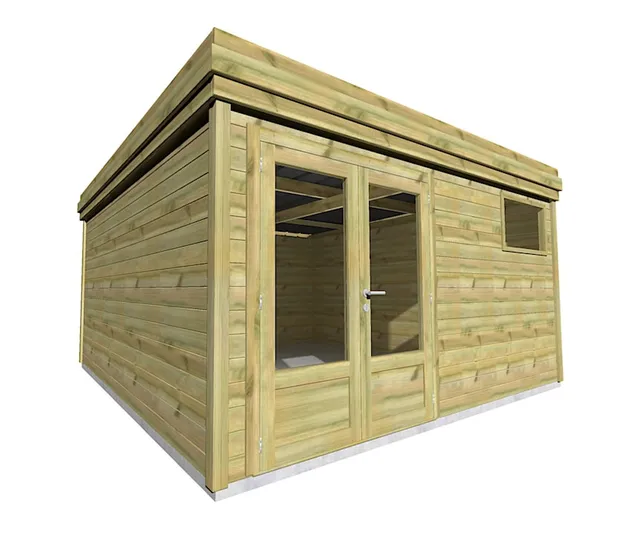 Abri Français Origine 4,46x4,61m abri jardin 20m2 porte double