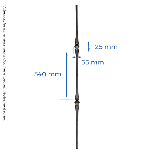 CQFT Barreau rond Ø14mm double bagues H950mm acier
