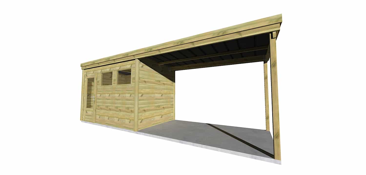 Abri Français Origine pool house 7,06x2,41m 17m² + toit 3,5m