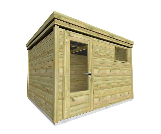 Abri Français Gamme Origine abri de jardin 3,56x2,91m porte fenêtre 27mm
