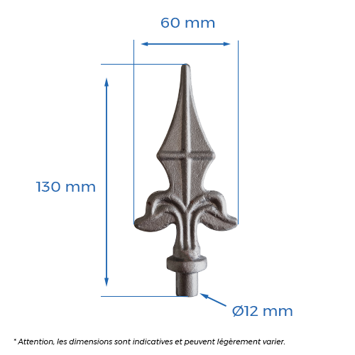 CQFT Pointes pointe fer forgé Ø12mm H.130mm