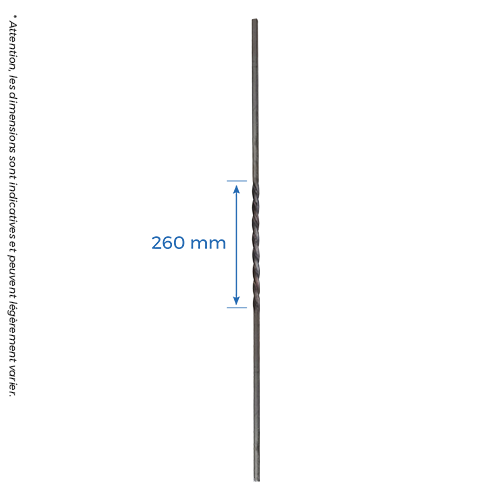 CQFT Barreau carré 12mm torsade H 950 mm