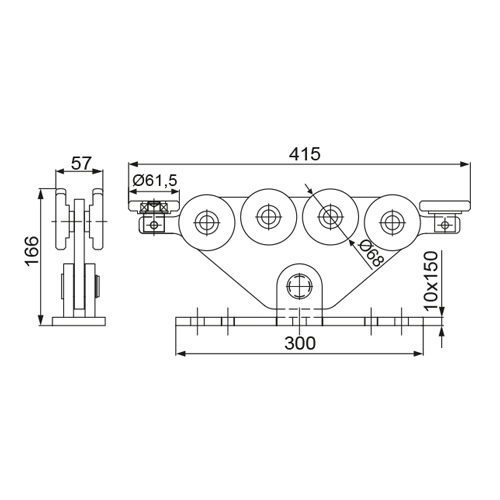 CQFT Monture autoportante 8570 double rail 700 kg
