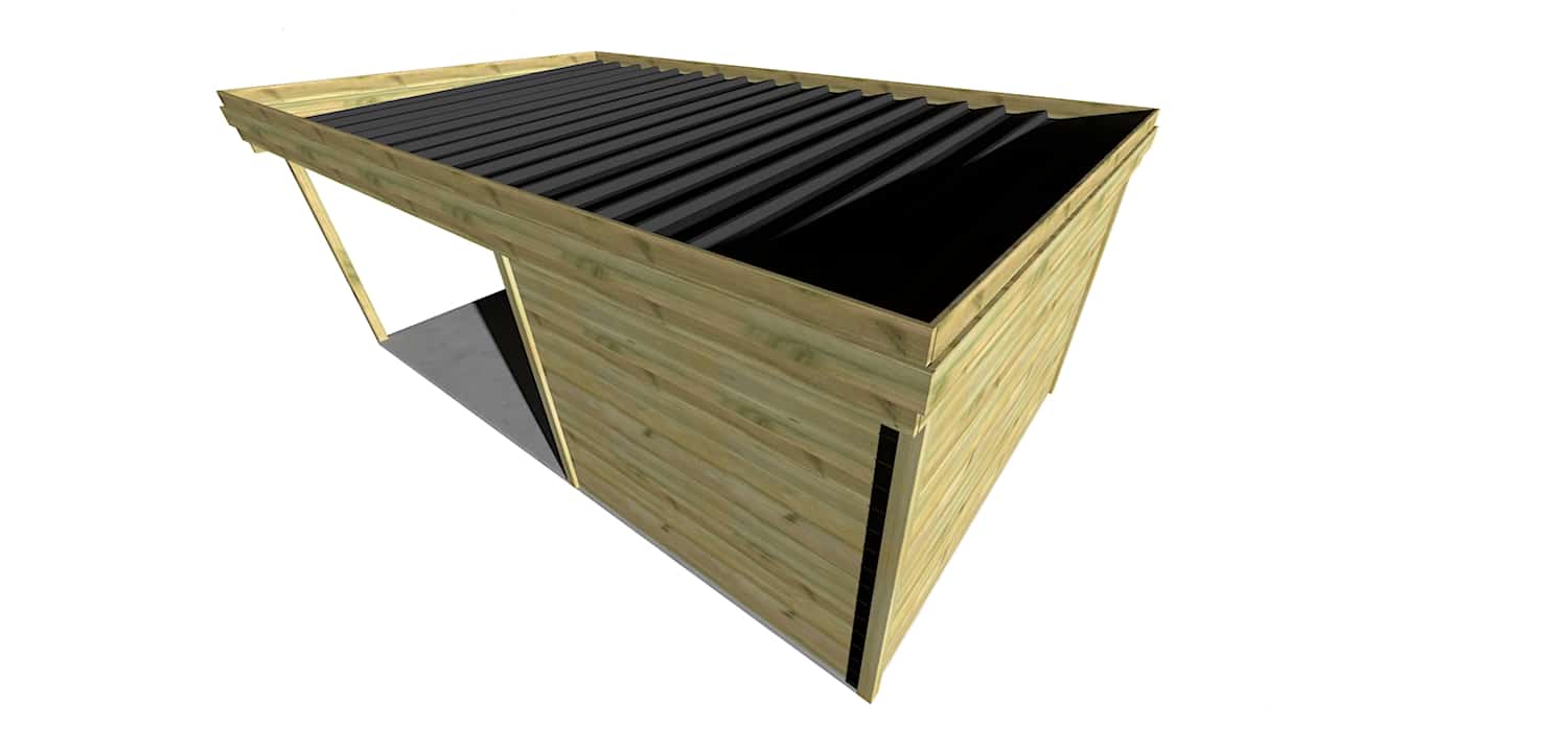 Abri Français Origine 6,26x3,71m abri 23,2m2 porte double auvent