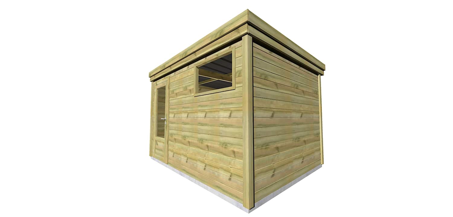 Abri Français Gamme Origine abri de jardin 3,56x2,91m porte fenêtre 27mm