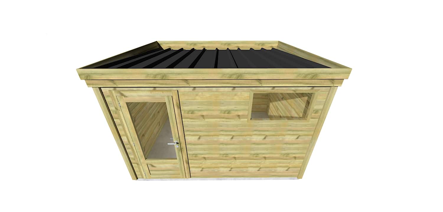 Abri Français Gamme Origine abri de jardin 3,56x2,91m porte fenêtre 27mm